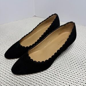 Talbots Black Scalloped Wedges